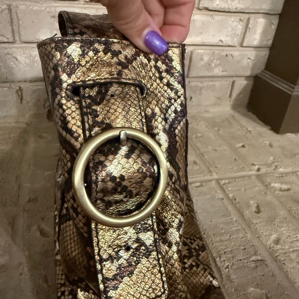 HOBO Render - Gold and Brown Snakeskin Hobo Bag - Picture 3 of 16